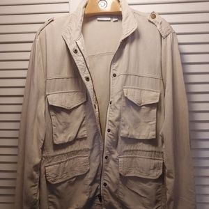 New York & Company Military/Cargo Jacket 100% Linen sz XL